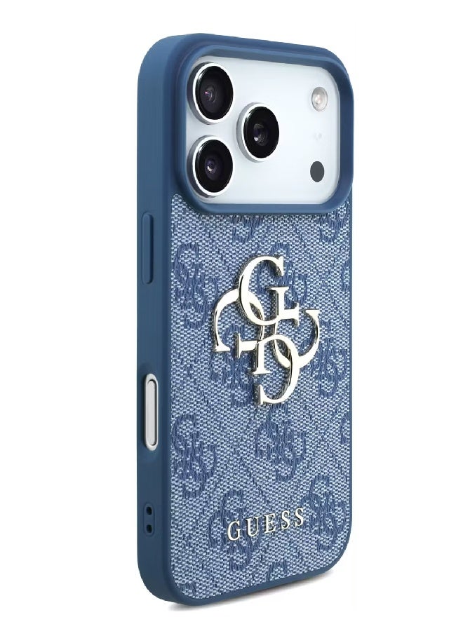 Guess 4G PU Leather Case with Big 4G & Classic Logo with Wrist Strap for iPhone 17 Pro Max - Blue - Image 4